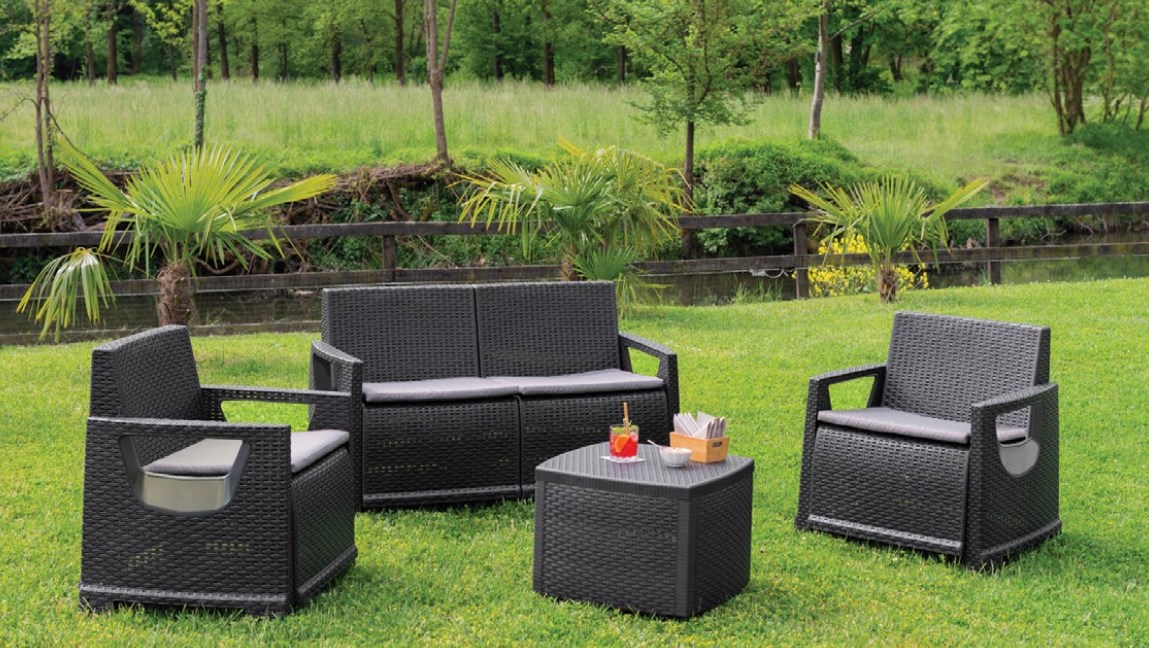 zestaw mebli BELLAGIO antracyt sofa fotele stolik